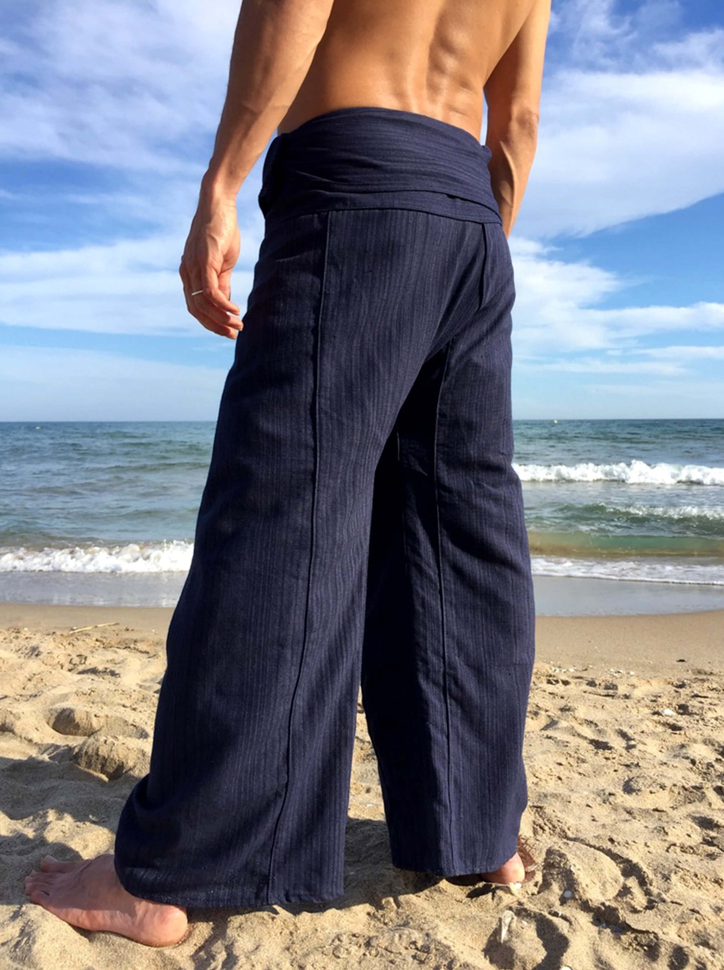 Pantalones con Rayas Tailandeses de algodón color Azul
