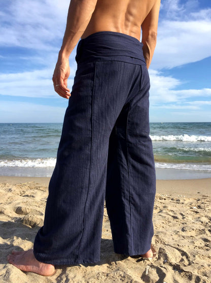 Pantalones con Rayas Tailandeses de algodón color Azul