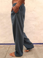 Pantalones de algodón con cordón Azul Polvoriento