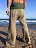 Pantalones con rayas Tailandeses de algodón crudo color verde