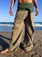 Pantalones con rayas Tailandeses de algodón crudo color verde
