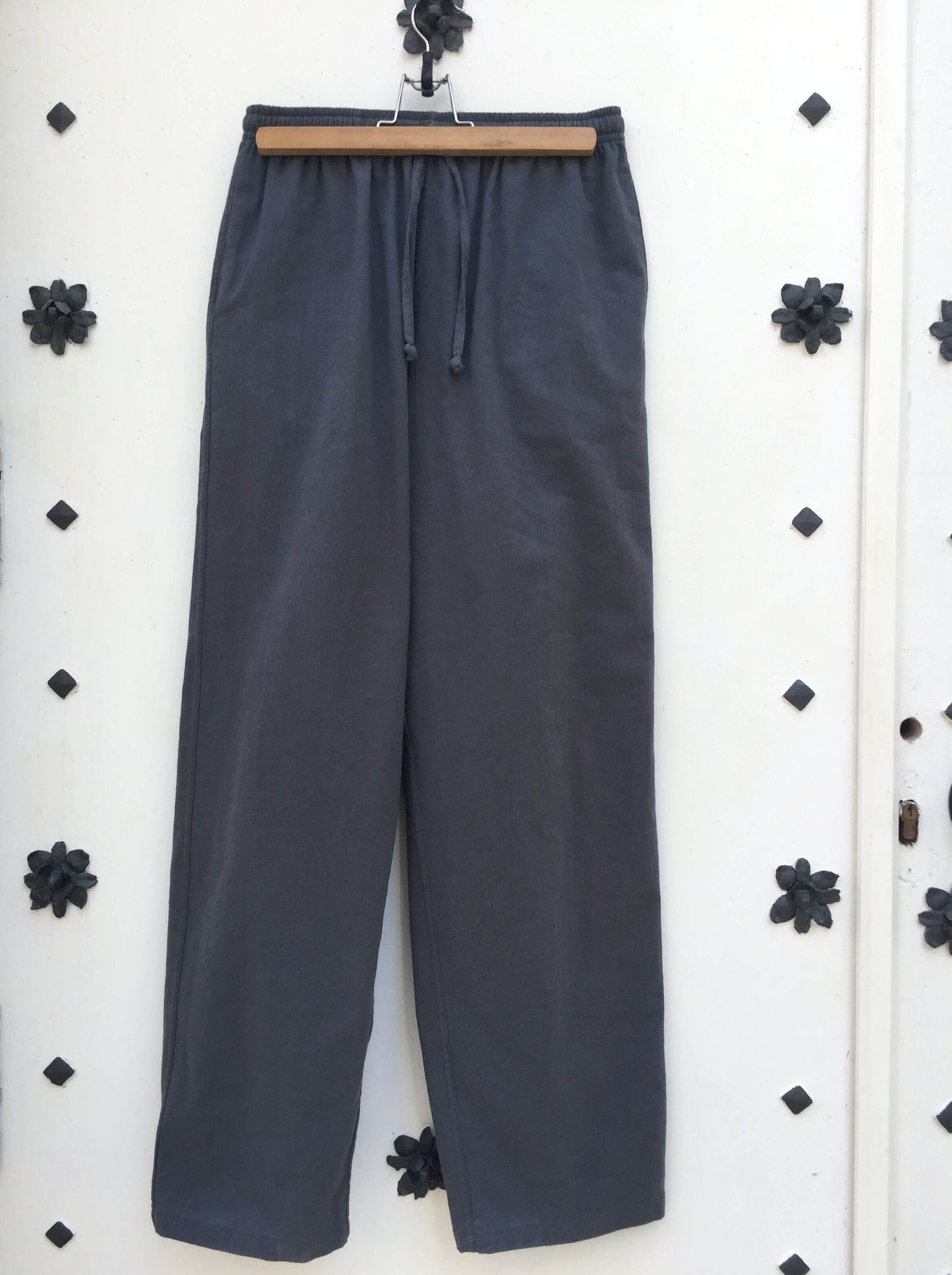 Pantalones de algodón con cordón Gris