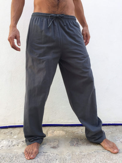 Pantalones de algodón con cordón Gris
