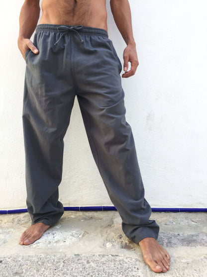 Pantalones de algodón con cordón Gris