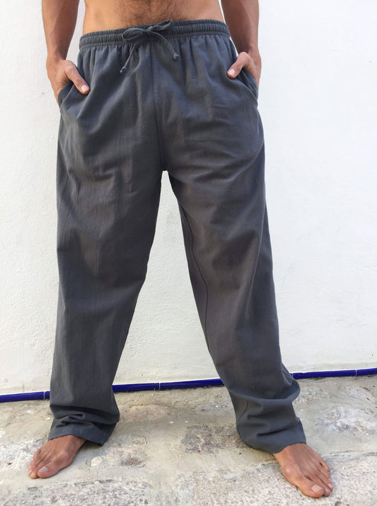 Pantalones de algodón con cordón Gris