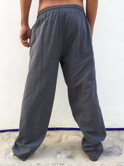 Pantalones de algodón con cordón Gris