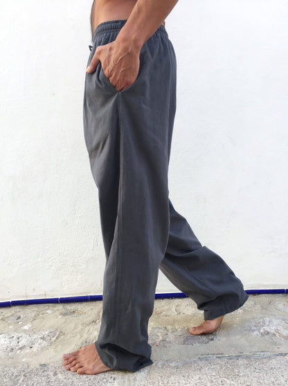 Pantalones de algodón con cordón Gris