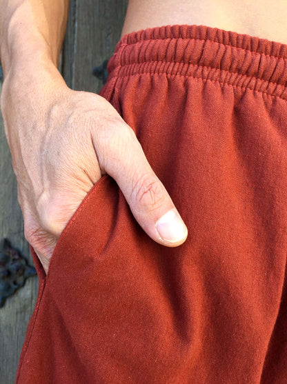 Pantalones de algodón con cordón Naranja Oscuro