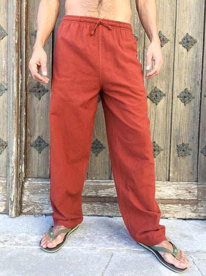 Pantalones de algodón con cordón Naranja Oscuro