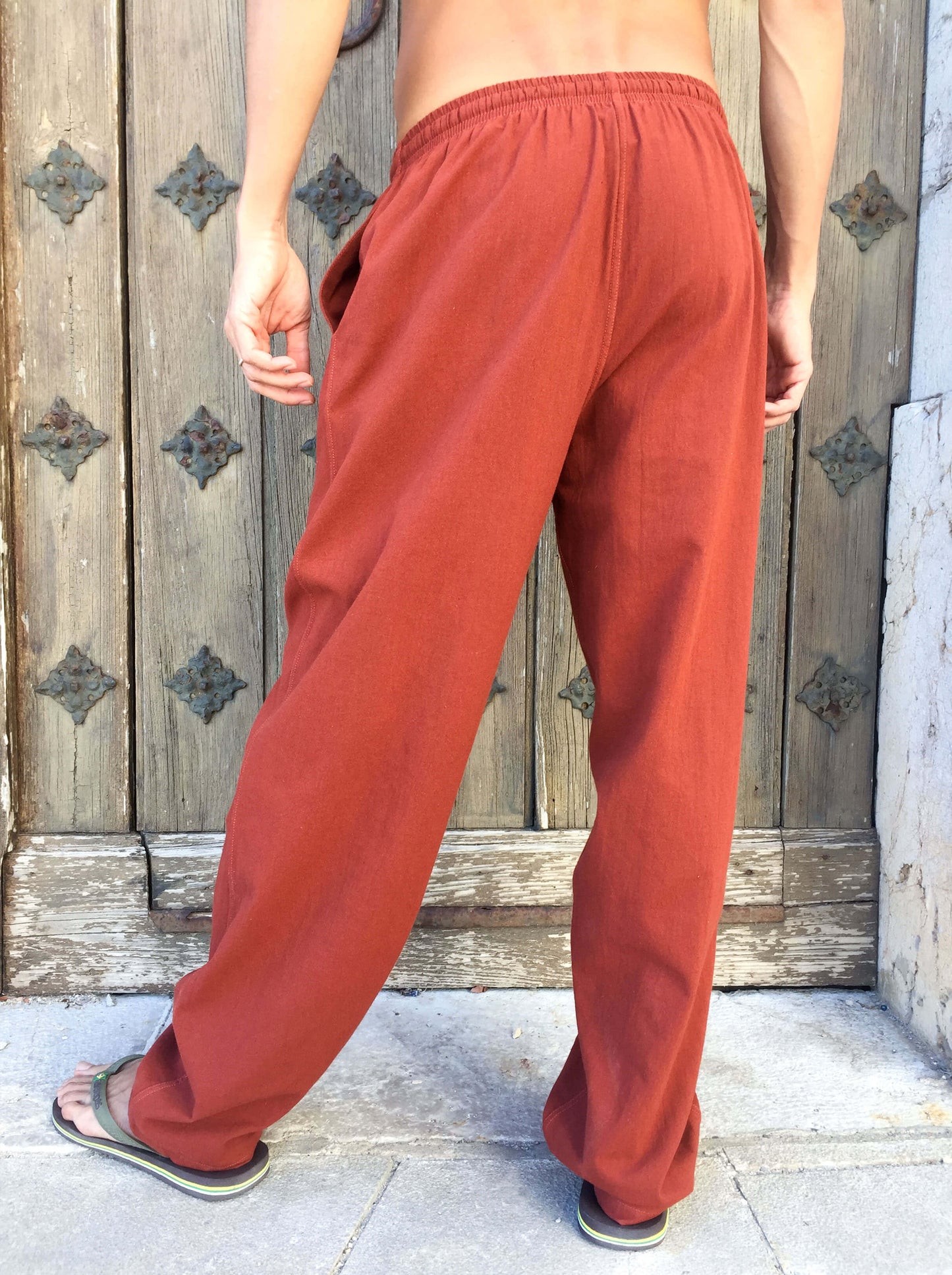 Pantalones de algodón con cordón Naranja Oscuro