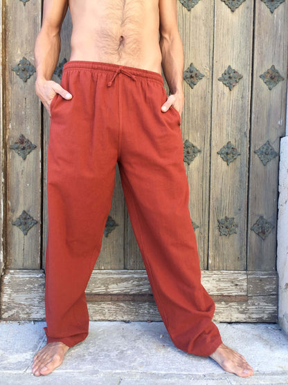 Pantalones de algodón con cordón Naranja Oscuro