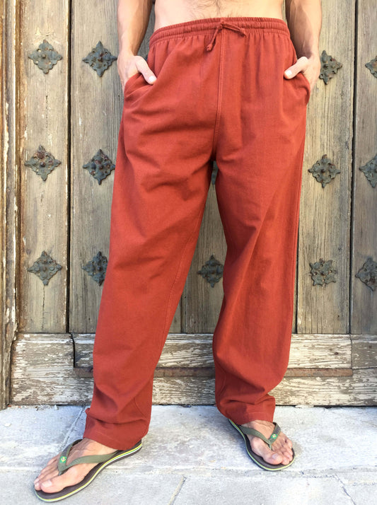 Pantalones de algodón con cordón Naranja Oscuro