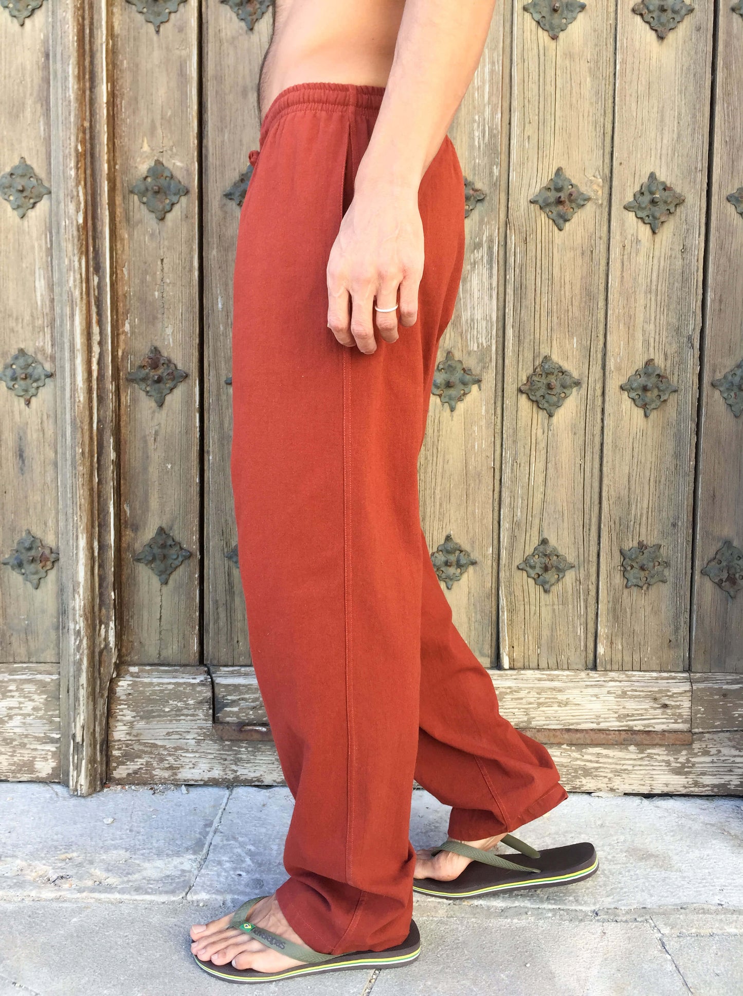Pantalones de algodón con cordón Naranja Oscuro