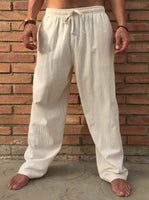 Pantalones de algodón con cordón Natural