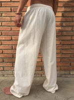 Pantalones de algodón con cordón Natural