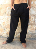 Pantalones de algodón con cordón Negro