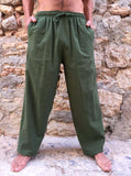Pantalones de algodón con cordón Verde