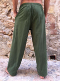 Pantalones de algodón con cordón Verde