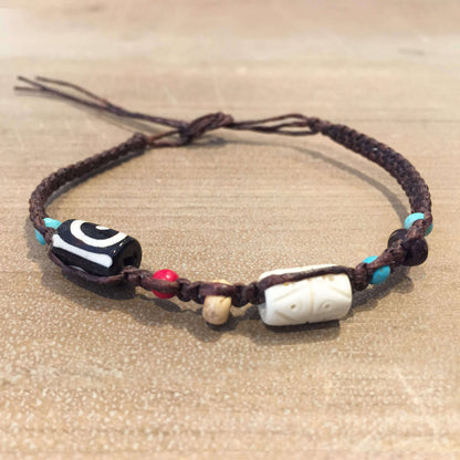 Pulsera de cuentas mezclada con hueso batik bohemio